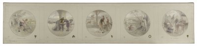 Szkic Galerii Lobau w paryskim ratuszu: Rolnictwo. Handel. Przemysł. Sztuka. Nauka, w 1890 r. (ołówek, olej na płótnie) autorstwa Victor Jean Pierre Maziès