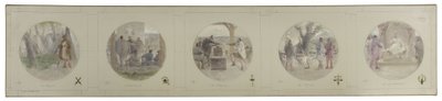 Szkic galerii Lobau w Hôtel de Ville de Paris: La Milice. Zgromadzenie. Głosowanie. Sprawiedliwość. Rząd autorstwa Victor Jean Pierre Maziès