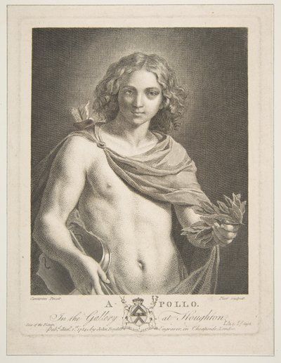 Apollo w płaszczu, trzymający gałązkę laurową i skrzypce, 1784. autorstwa Victor Marie Picot