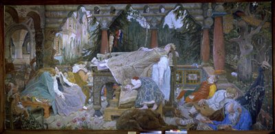 Śpiąca królewna (tradycyjna opowieść) - Śpiąca królewna - Obraz Wiktora Michajłowicza Wasnetsowa (1848-1926), olej na płótnie autorstwa Victor Mikhailovich Vasnetsov