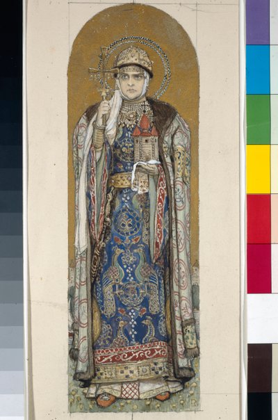 Święta Olga, księżna Kijowa (studium do fresków w katedrze św. Włodzimierza w Kijowie) autorstwa Victor Mikhailovich Vasnetsov