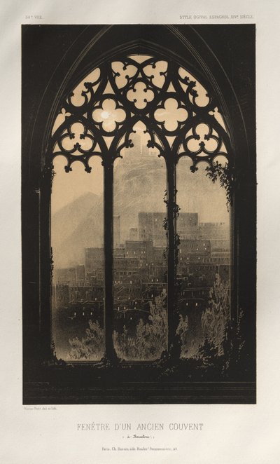 Malownicza architektura lub zabytki XV wieku. I XVI. Wieki: Zamki francuskie XV i XVI wieku: pl. 54, okno dawnego klasztoru (w Barcelonie) autorstwa Victor Petit