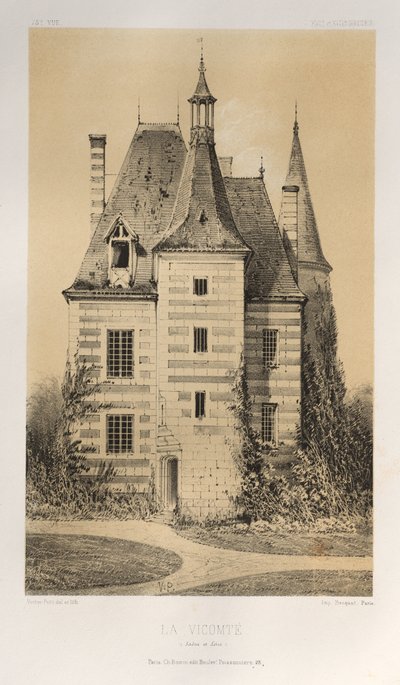 Malownicza architektura lub zabytki XV wieku. I XVI. Wieki: Zamki Francji XV i XVI wieku: Plac 75, La Vicomté (Saona i Loara) autorstwa Victor Petit