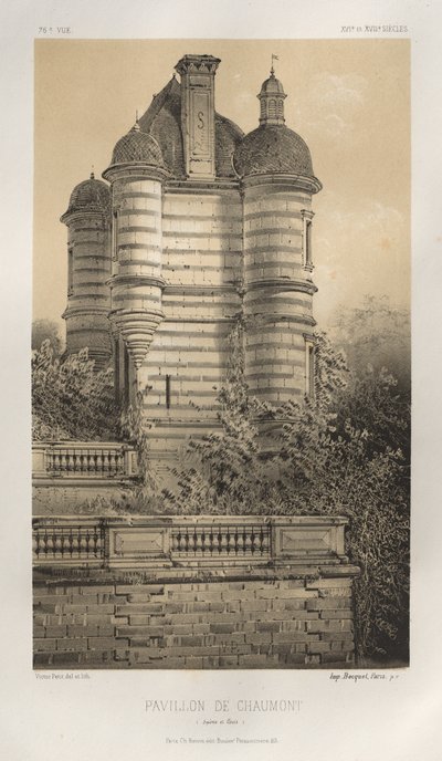 Malownicza architektura lub zabytki XV wieku. I XVI. Wieki: Zamki Francji XV i XVI wieku: Plac 76, Pavillon De Chaumont (Saona i Loara) autorstwa Victor Petit