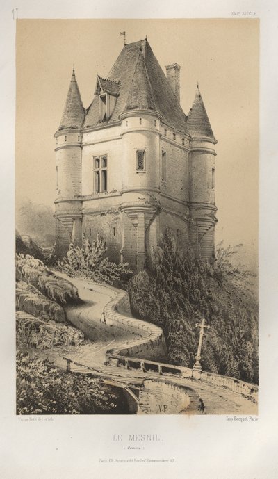 Malownicza architektura lub zabytki XV wieku. I XVI. Wieki: Zamki Francji XV i XVI wieku: Plac 77, Le Mesnil (Corrèze) autorstwa Victor Petit