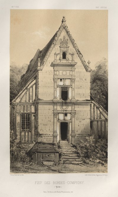 Malownicza architektura lub zabytki XV wieku. I XVI. Wieki: Zamki Francji XV i XVI wieku: Plac 81, FIEf Des Bordes-Compigny (Yonne) autorstwa Victor Petit