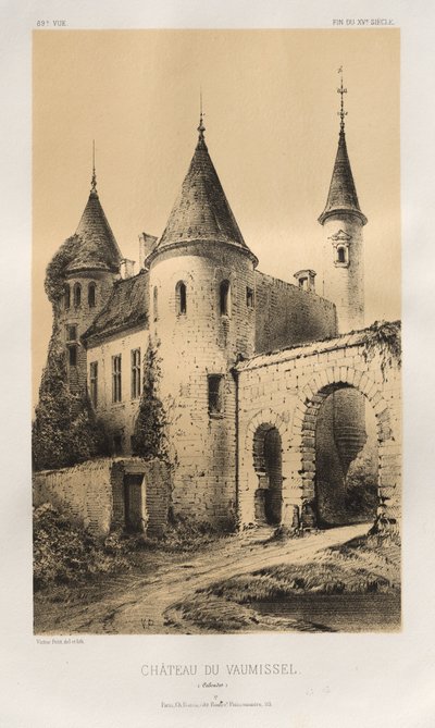 Malownicza architektura lub zabytki XV wieku. I XVI. Wieki: Zamki Francji XV i XVI wieku: Plac 89, Château du Vaumissel (Calvados) autorstwa Victor Petit