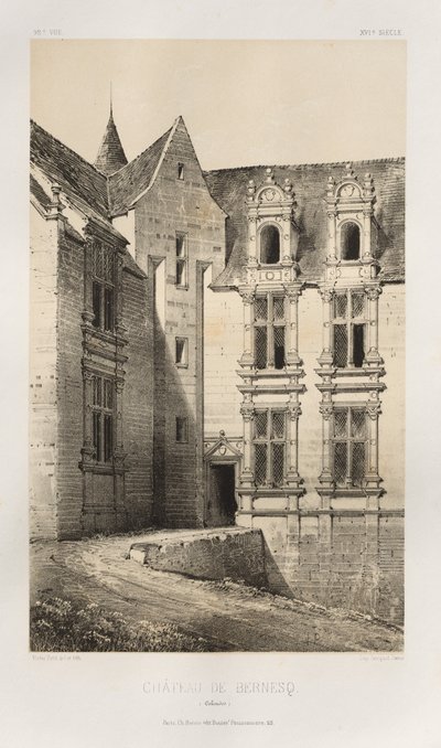 Malownicza architektura lub zabytki XV wieku. I XVI. Wieki: Zamki Francji XV i XVI wieku: Plac 92, Château de Bernesq (Calvados) autorstwa Victor Petit