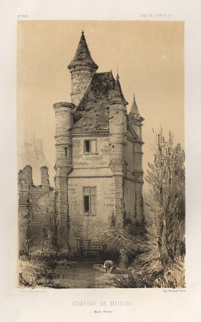 Malownicza architektura lub zabytki XV wieku. I XVI. Wieki: Chateaux De France XV i XVI wieku: Pl.11, Chateau De Maulny (Haute-Marne) autorstwa Victor Petit