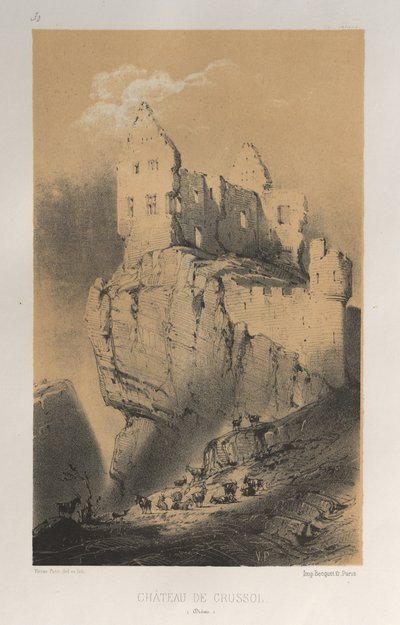 Malownicza architektura lub zabytki XV wieku. I XVI. Wieki: Chateaux De France XV i XVI wieku: Plac 30, Chateau De Crussol (Drome) autorstwa Victor Petit