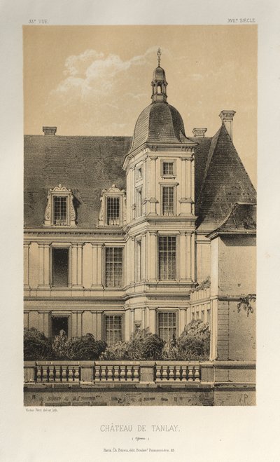 Malownicza architektura lub zabytki XV wieku. I XVI. Wieki: Chateaux de France XV i XVI wieku: Plac 33, Château De Tanlay (Yonne) autorstwa Victor Petit