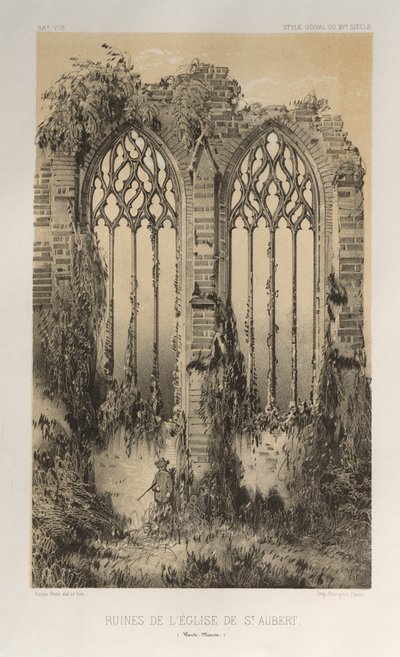 ...pl. 38, Ruiny kościoła św. Auberta Haute-Marne, 1860. autorstwa Victor Petit