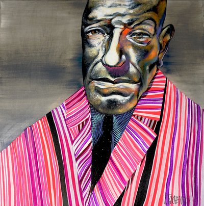 Człowiek w kolorowe paski autorstwa Victor Tkachenko