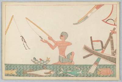 Mała rybka i człowiek-rybak, ilustracja do bajek Ezopa autorstwa Victor Wilbour