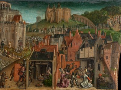 Zdobycie Jerozolimy przez Tytusa (predella) autorstwa Vienna Master of Mary of Burgundy