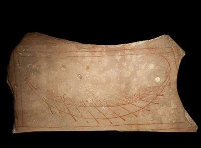 Graffiti przedstawiające statek wiosłowy Wikingów. Sztokholm z IX wieku, Historiska Museet autorstwa Viking