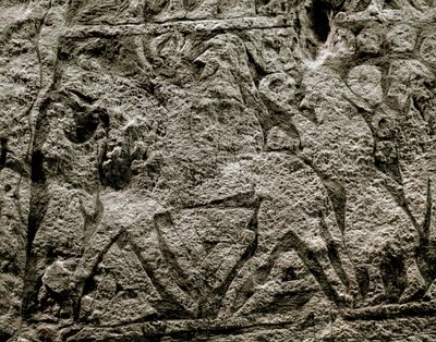Zmarli na koniu Odyna, fragment kamienia nagrobnego wikingów, VII-VIII wne autorstwa Viking
