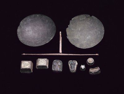 Równoważnia do zestawu wag, z pochówku łodzi wikingów w Kiloran Bay, Colonsay, Argyll, 875-925 AD (brąz) autorstwa Viking Viking