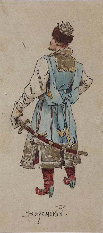 Projekt kostiumu do opery Kupiec Kałasznikow A. Rubinsteina, 1901 autorstwa Viktor Andreyevich Simov