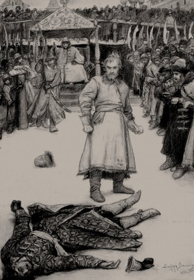 Ilustracja do wiersza Pieśń kupca Kałasznikowa M. Lermontowa, 1891. autorstwa Viktor Mikhaylovich Vasnetsov