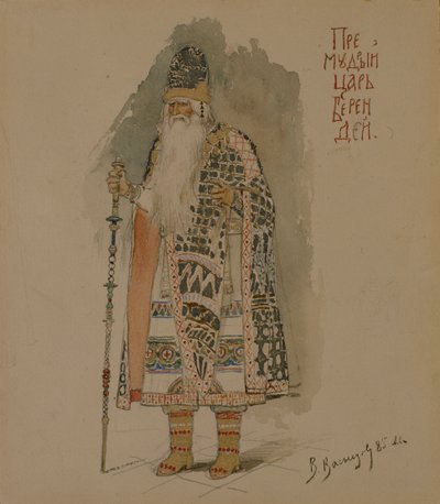 Car Berendej. Projekt kostiumu do opery Snow Maiden N. Rimskiego-Korsakowa, 1885 autorstwa Viktor Mikhaylovich Vasnetsov