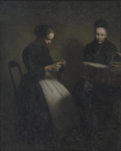 Wieczór w Saloniku. Matka i żona artysty autorstwa Vilhelm Hammershøi