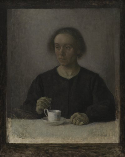 Ida Hammershøi, żona artysty, z filiżanką herbaty autorstwa Vilhelm Hammershøi