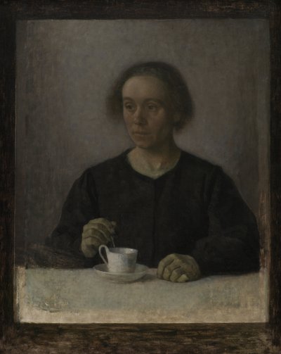 Ida Hammershøi, żona artysty, z filiżanką herbaty autorstwa Vilhelm Hammershøi