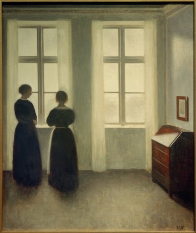 Dwie kobiety przy oknie autorstwa Vilhelm Hammershoi