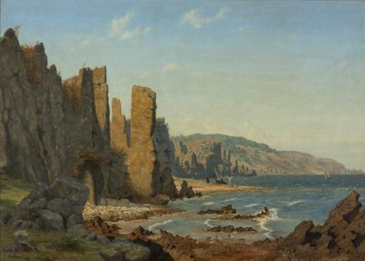 Formacja plażowa na Bornholmie. Scena z Rø autorstwa Vilhelm Kyhn