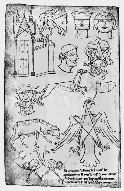 Pani Fr 19093 fol.18v Różne rysunki (kopia faksymile) autorstwa Villard de Honnecourt