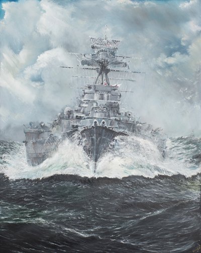 Głowice HMS Hood dla Bismarcka 23 maja 1941, 2014, (olej na płótnie) autorstwa Vincent Alexander Booth