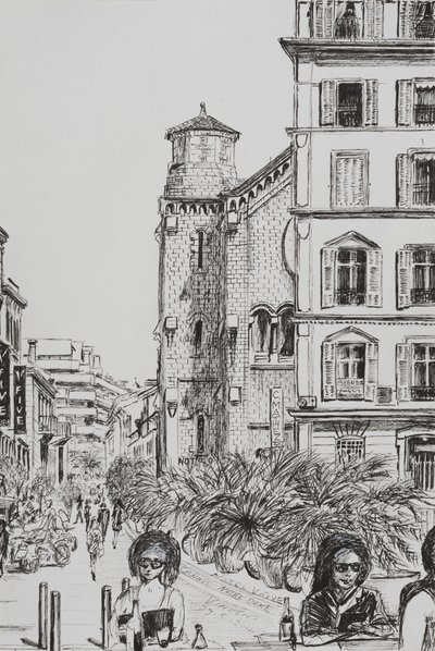 Hotel 5 i Notre Dame Cannes, 2014, (tusz na papierze) autorstwa Vincent Alexander Booth