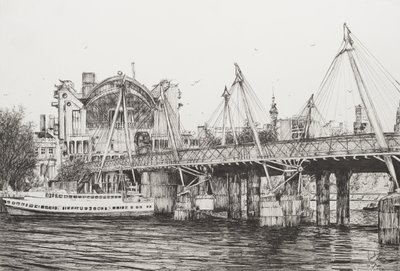 Hungerford Bridge Londyn, 2006, (tusz na papierze) autorstwa Vincent Alexander Booth