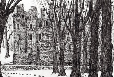 Huntly Castle Scotland, 2007, (tusz na papierze) autorstwa Vincent Alexander Booth