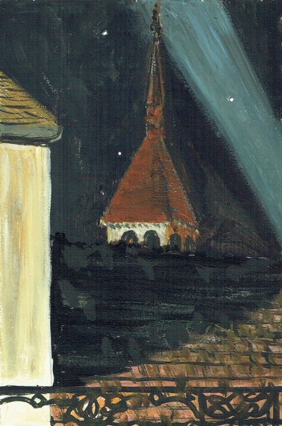 Widok z dachu Laignes France w nocy, 2006 autorstwa Vincent Alexander Booth
