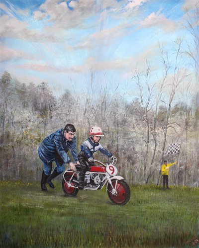 Motocyklista, 2024 (olej na płótnie) autorstwa Vincent Alexander Booth
