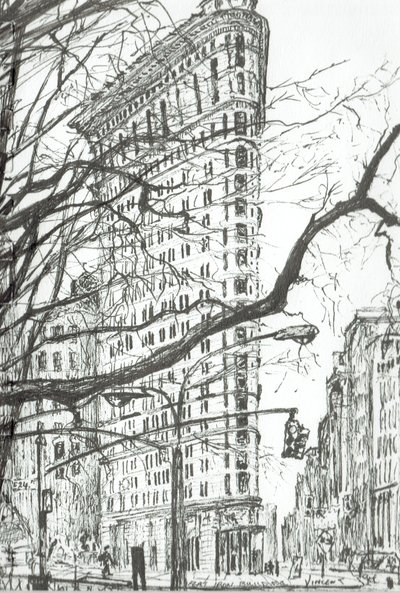 New York Flat Iron Building, 2003, (tusz na papierze) autorstwa Vincent Alexander Booth