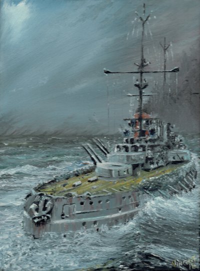 SMS Friedrich der Grosse w Jutlandii 1916, 2016, (olej na płótnie) autorstwa Vincent Alexander Booth