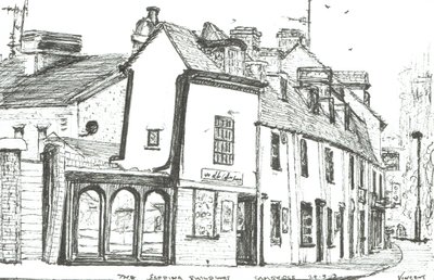 Spadziste budynki Cambridge, 2003, (Tusz na papierze) autorstwa Vincent Alexander Booth
