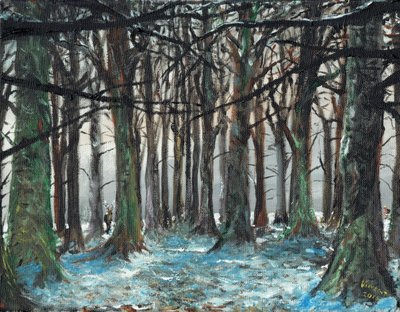 Jeleń i Biegacz Lyme Park, 2016, (olej na płótnie) autorstwa Vincent Alexander Booth