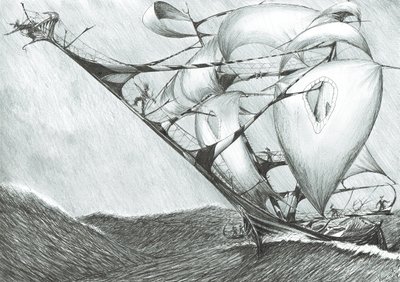 Storm Creators Morze Kaspijskie, 2017, (tusz na papierze) autorstwa Vincent Alexander Booth