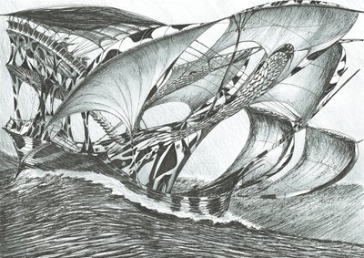 Storm Creators Morze Tasmana, 2017, (tusz na papierze) autorstwa Vincent Alexander Booth