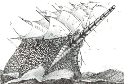 Storm Creators Wellington Strait, 2023 (tusz i ołówek na papierze) autorstwa Vincent Alexander Booth