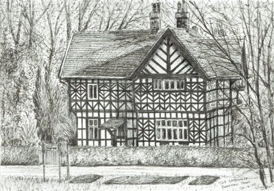 Brama w Bramhall Park, 2007, (tusz na papierze) autorstwa Vincent Alexander Booth