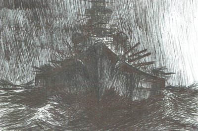 Tirpitz podczas ciężkiej pogody 1942, 2004 autorstwa Vincent Alexander Booth