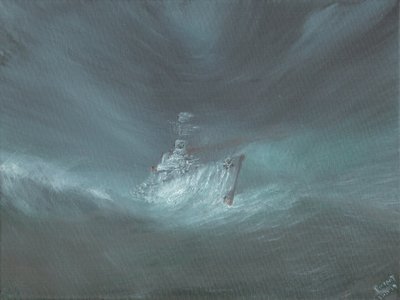 USS Warrington zaginął w huraganie u wybrzeży Bahamów 13 września 1944 r. autorstwa Vincent Alexander Booth