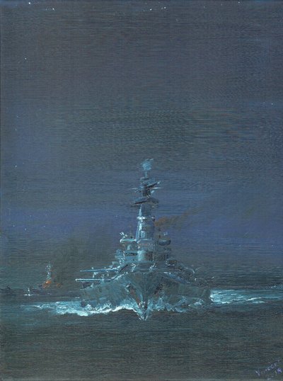 USS Washington celuje Kirishimę na radarze na Guadalcanal 1942, 2019 autorstwa Vincent Alexander Booth