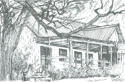 Klub jachtowy nad jeziorem Naivasha; Kenia; 2006; (tusz na papierze) autorstwa Vincent Alexander Booth