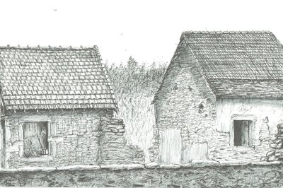 dom przy granicy francusko-szwajcarskiej, 2008; (tusz na papierze) autorstwa Vincent Alexander Booth